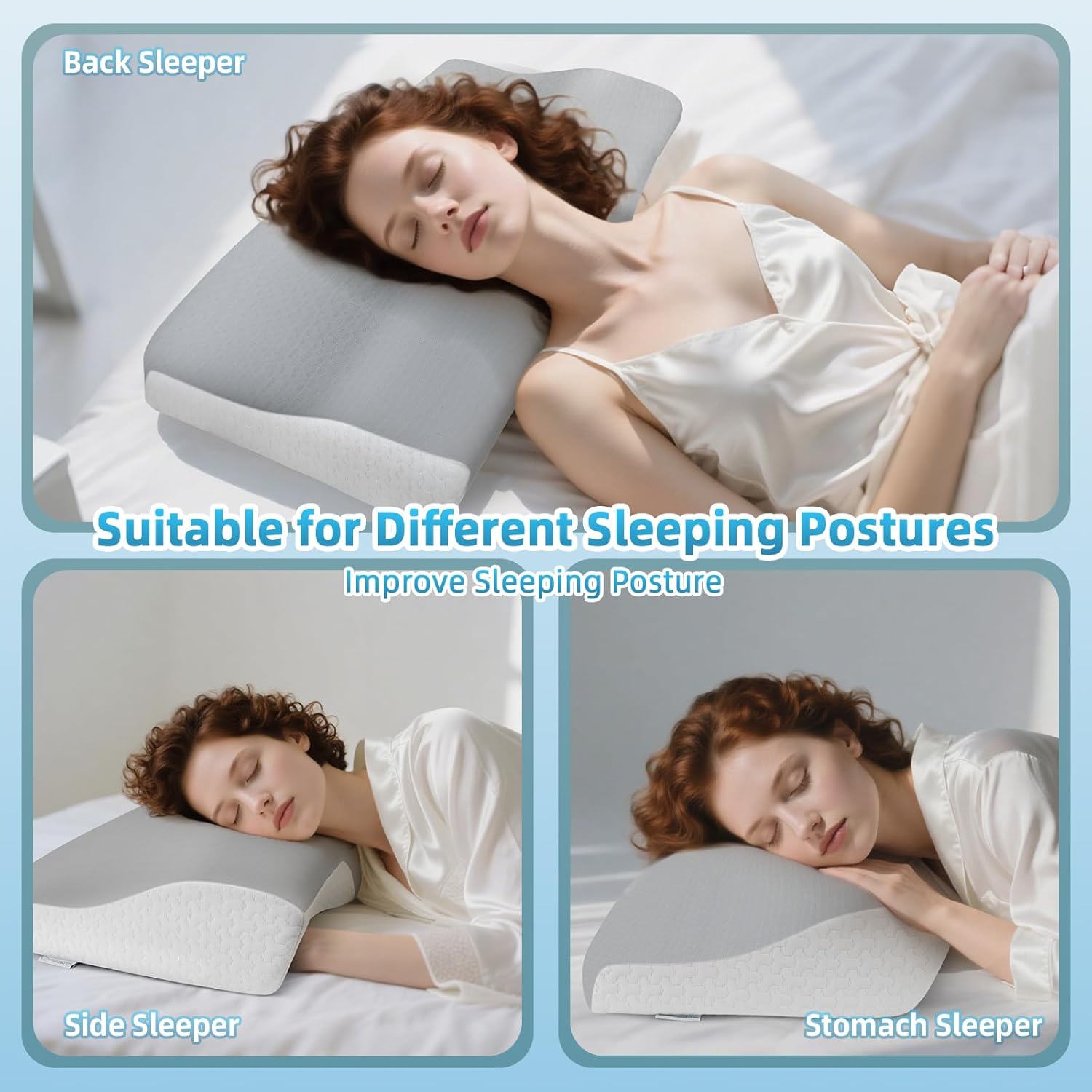 oreiller ergonomique cervical Ecosafeter mousse mémoire de forme