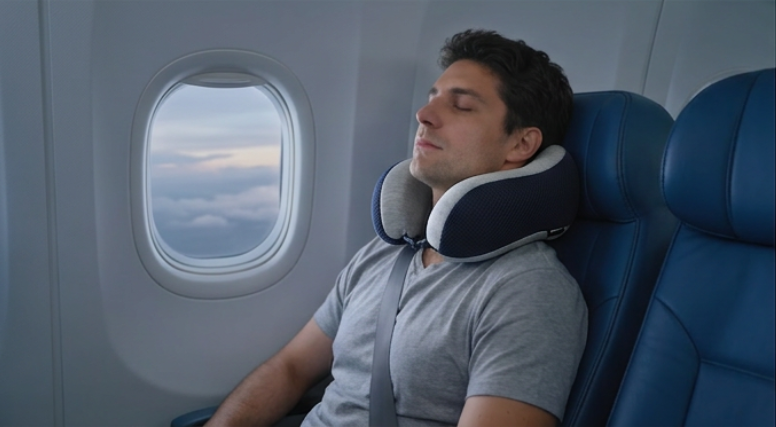 Oreiller de voyage en U pour avion et voiture — maintien de la nuque en position assise